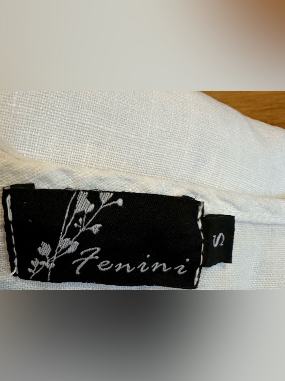 Fenini Cream/White Blouse with Short Sleeves Small 100% Linen - Picture 8 of 10